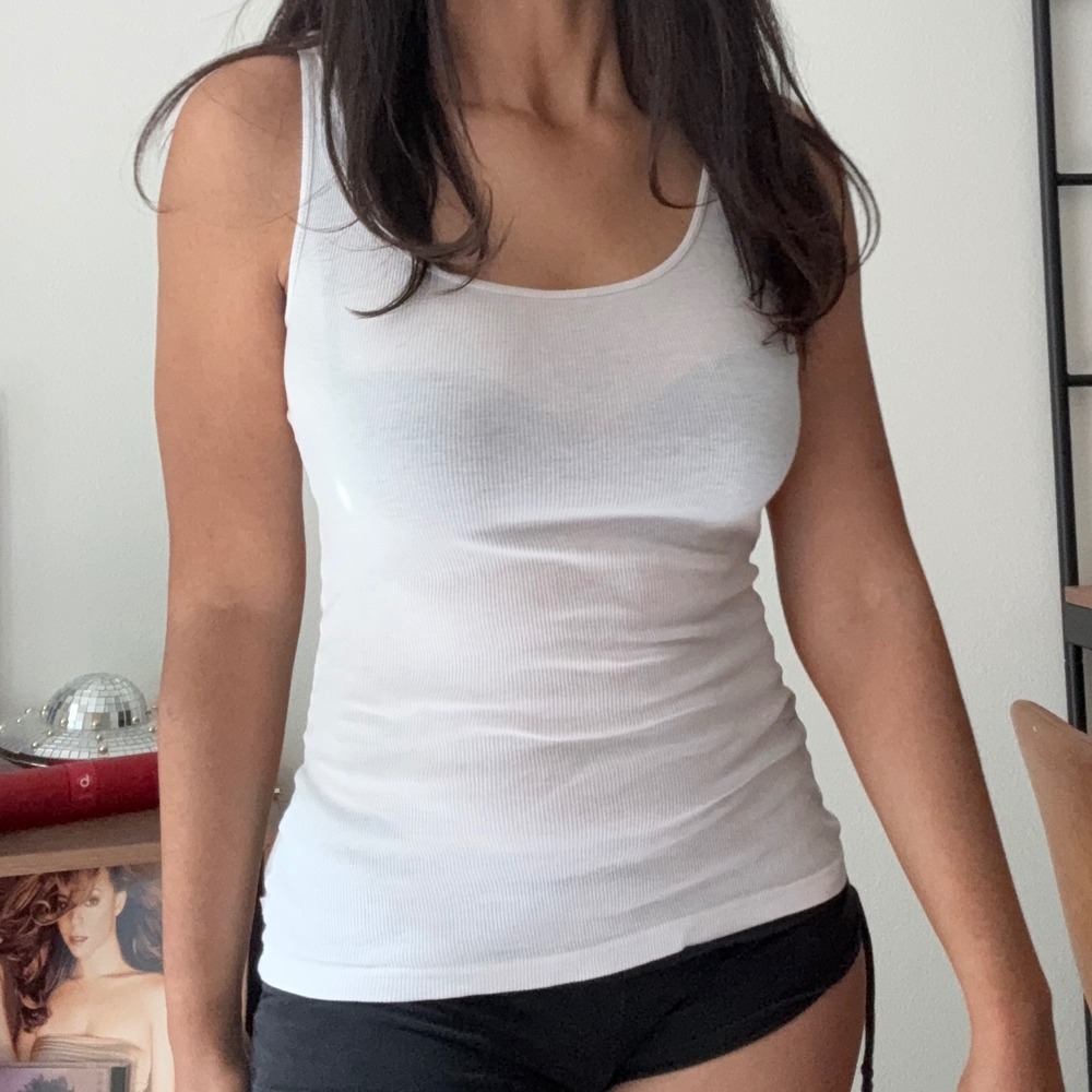 James Perse Standard White Ribbed Cotton Tank Top WMR3038 Size 3